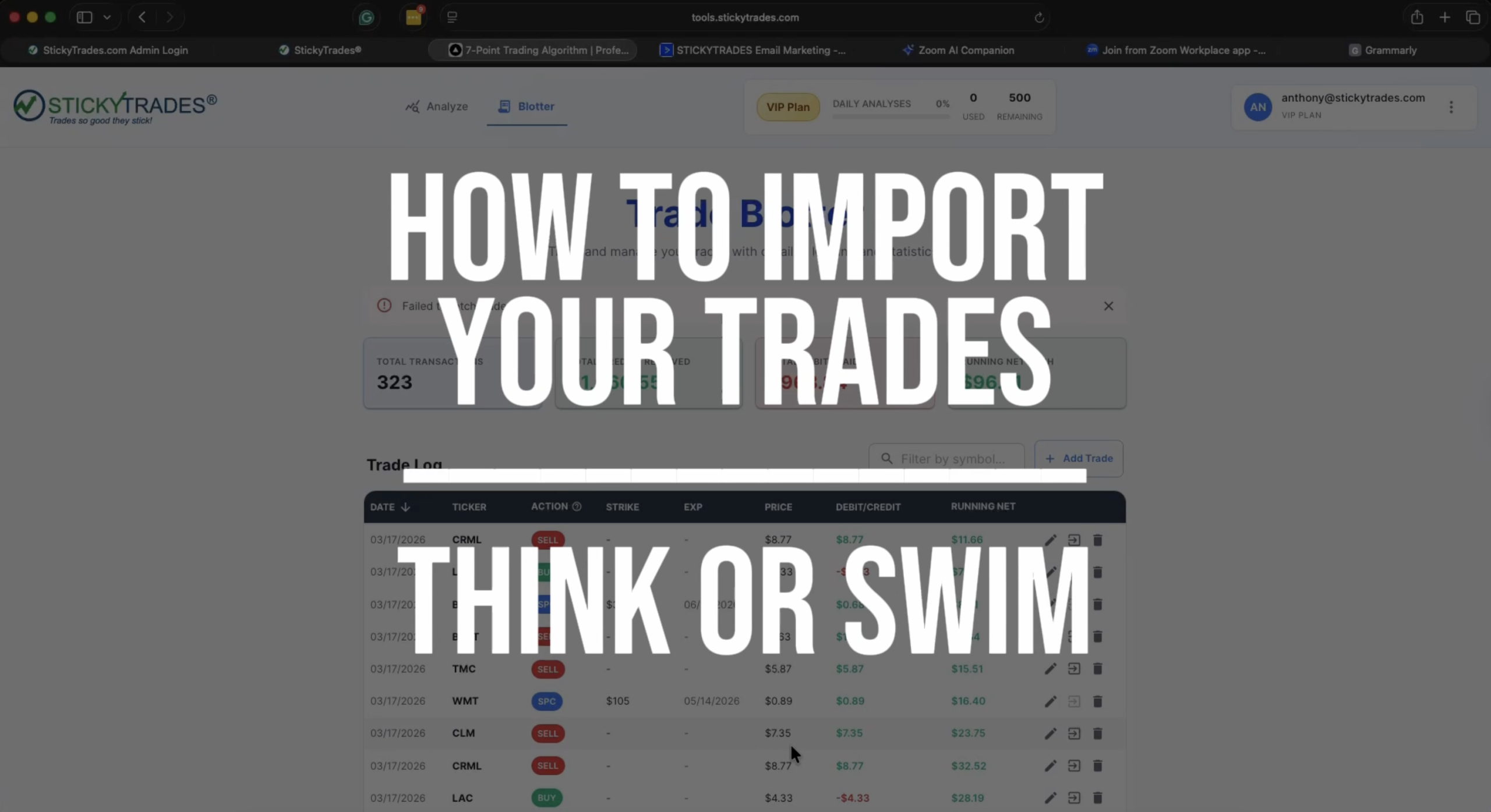 StickyTrades - How to Upload Your Trades - TOS
